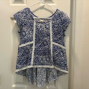 Meadow Rue from Anthropologie Patterned Hi-Lo Top